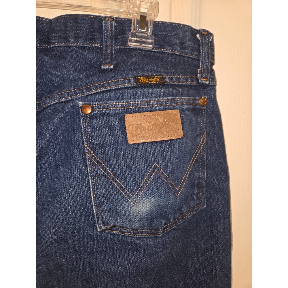Wrangler 13MWZPW Cowboy Cut Original Fit Jeans Mens 37x36 Dark Wash Denim - Picture 3 of 5